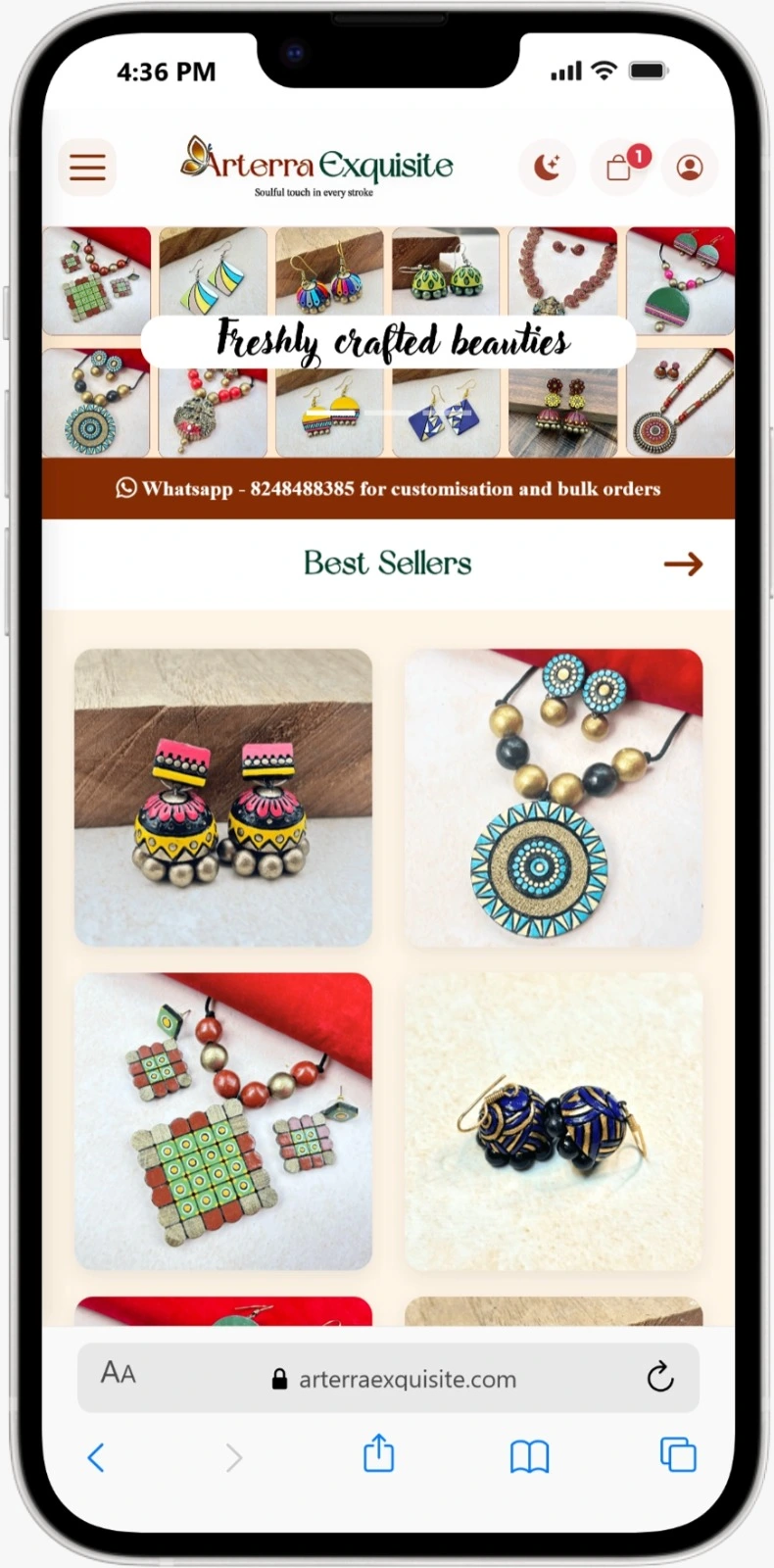 Mobile responsive e-commerce website design for Arterra