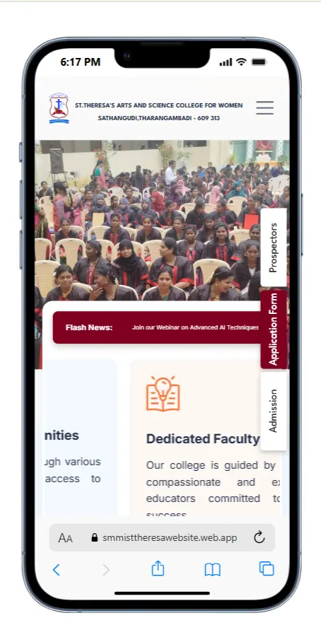 Mobile responsive Arts and Science college website design for St. Theresa's College for Women