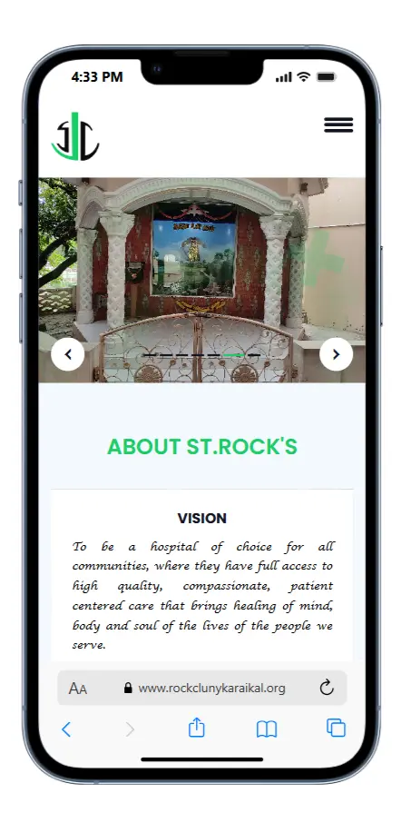Mobile hospital website design for Cluny Hospital Karaikal