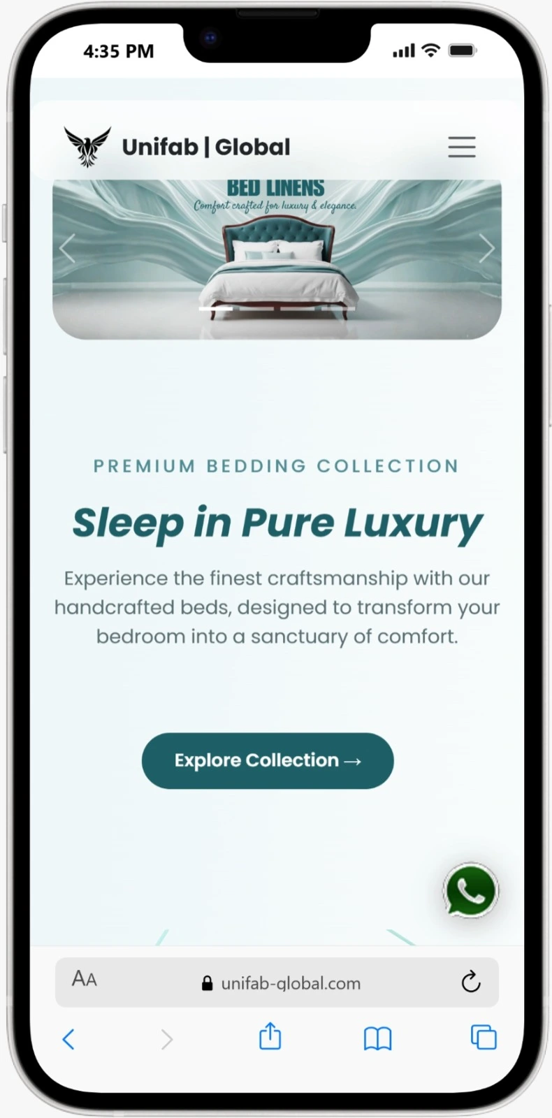 Mobile-friendly construction company website design for Unifab Global