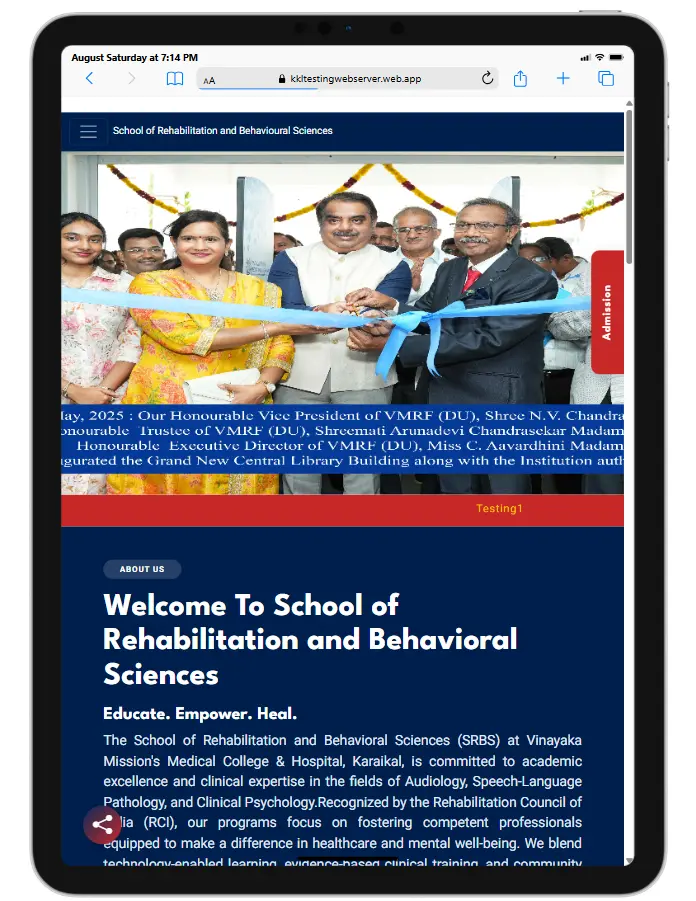 Tablet responsive website design for SRBS College
