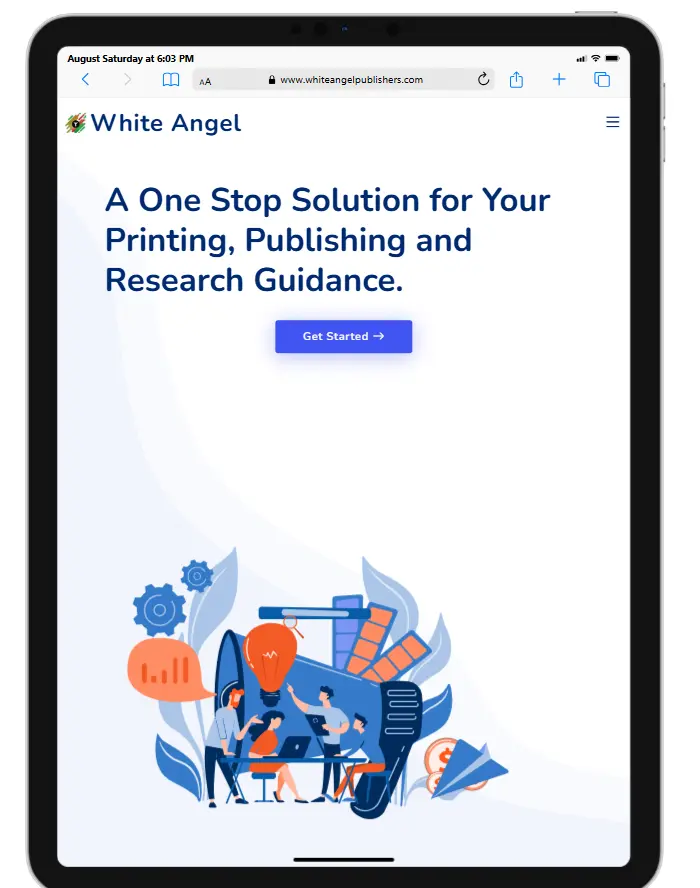 Tablet responsive publishing company website design for White Angels