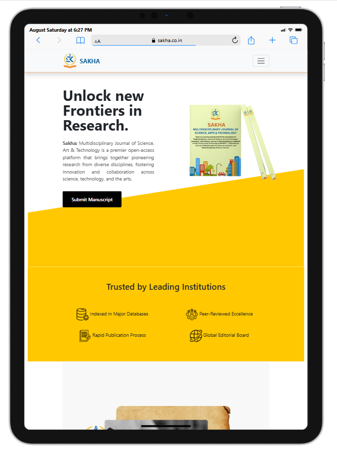 Tablet responsive research institute website design for Sakha