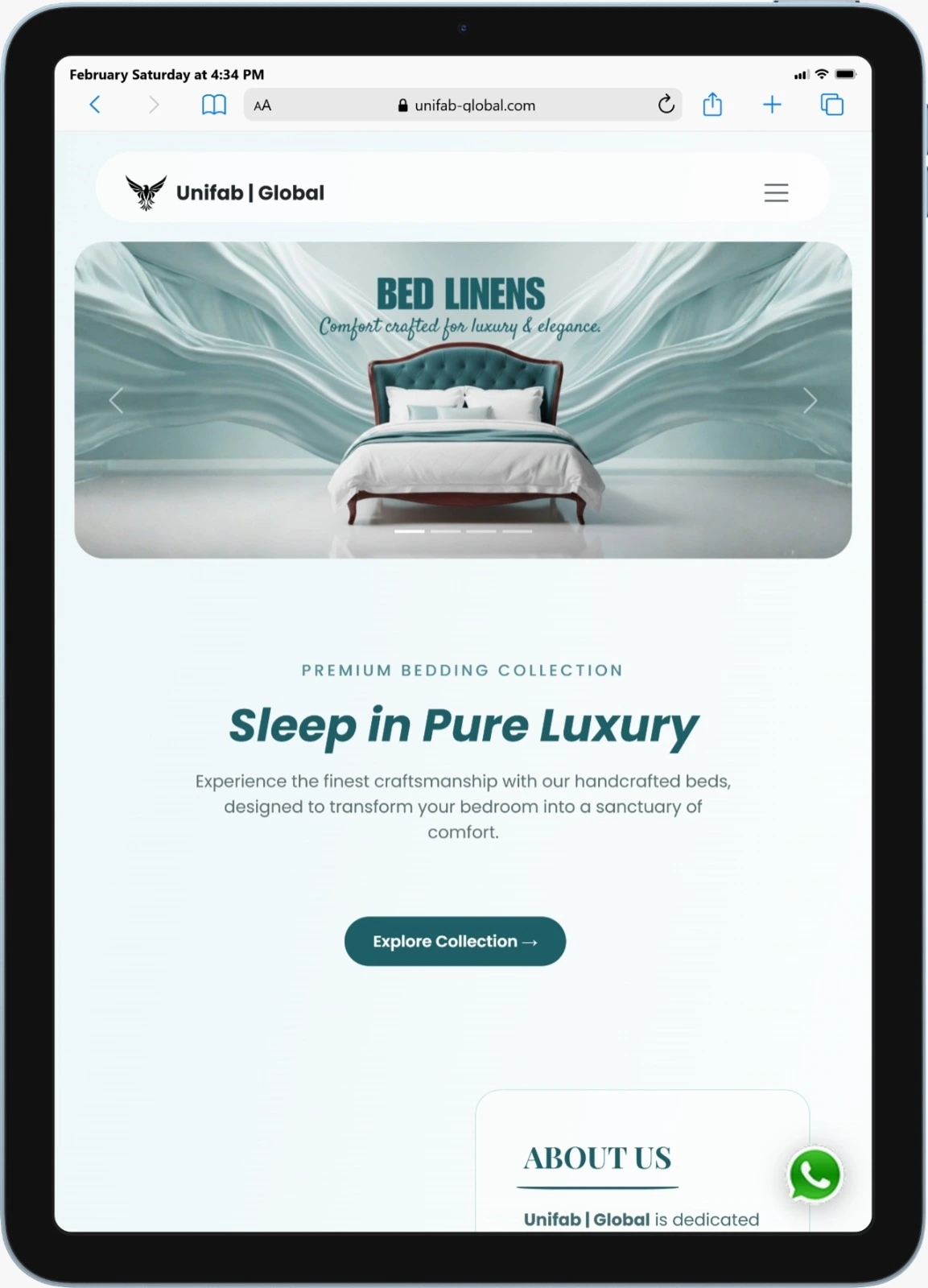 Tablet-friendly UnifabGlobal website design